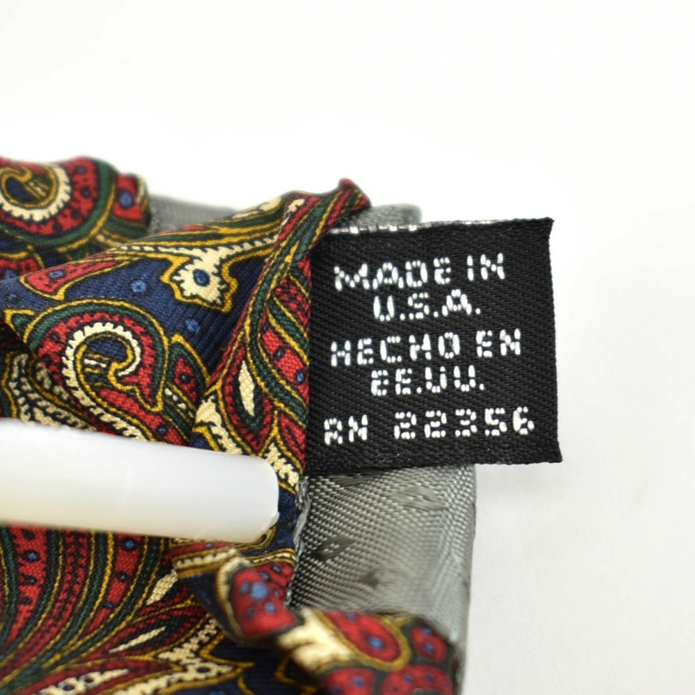 GIVENCHY: Navy Blue/Red Paisley & Logo Silk Tie mp - Picture 6 of 7